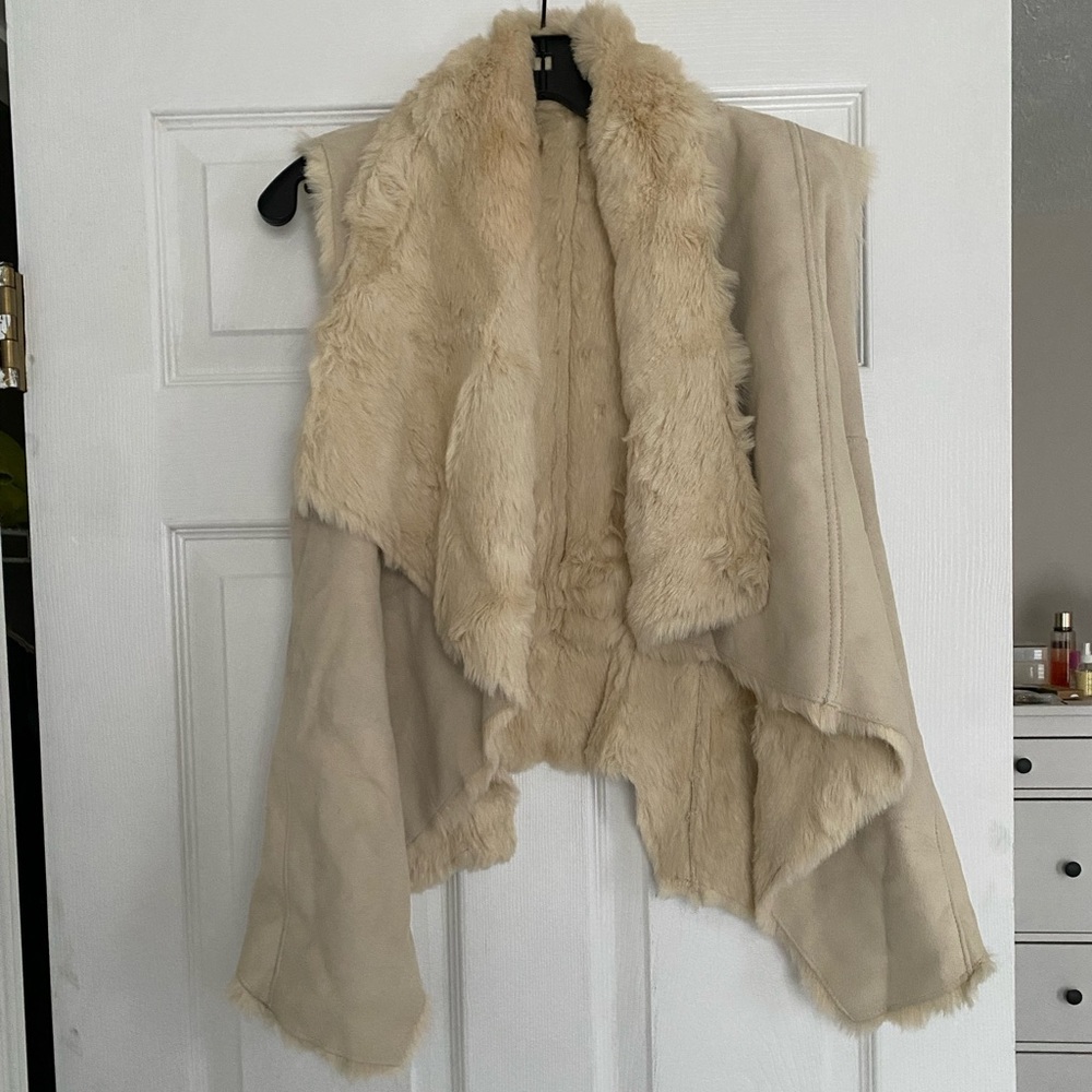 Cream Faux Fur Vest (reversible)